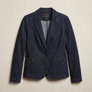 Banana Republic Dark Wash Denim One-Button Blazer - Size 10
